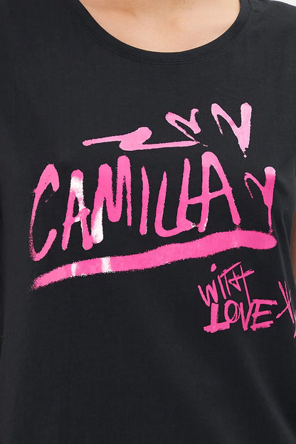 CAMILLA - Jersey Muscle Tank With Shoulder Pads Spirit Scribble - Camilla - Pinkhill - darwin fashion - darwin boutique