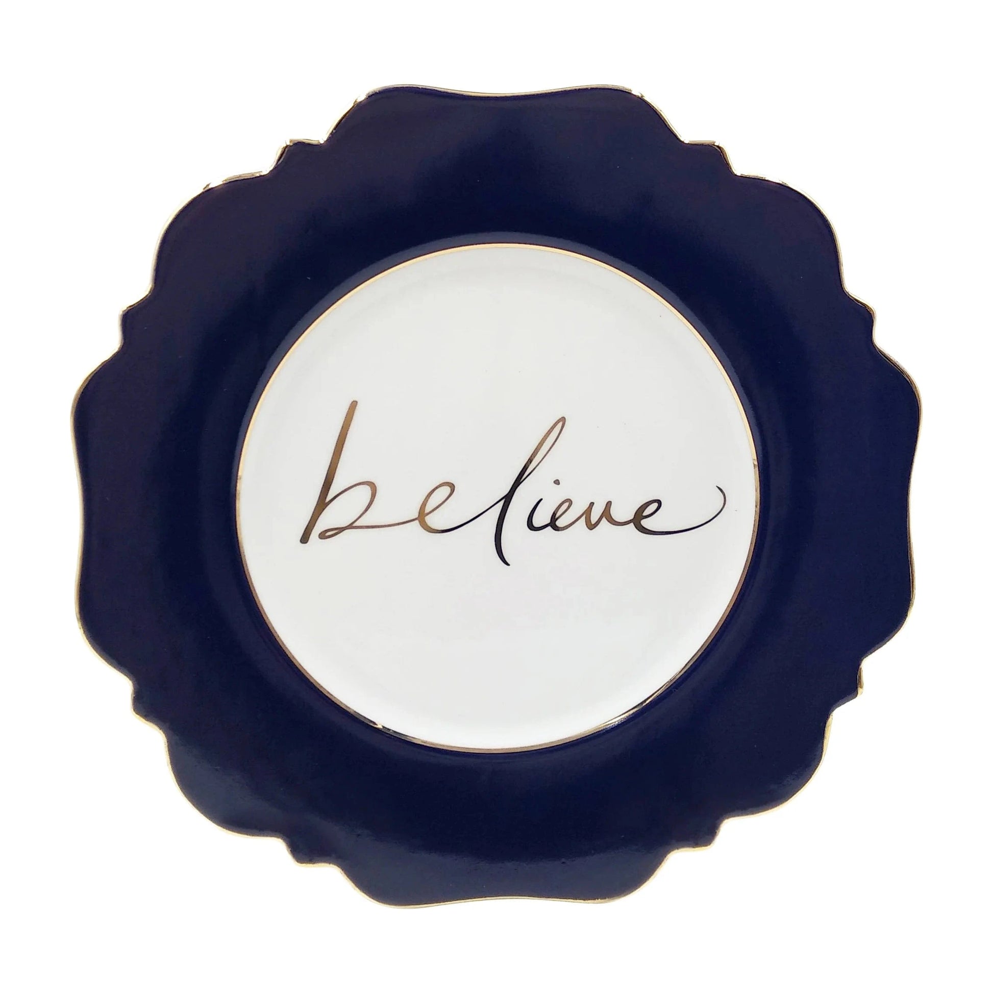 Navy ‘Believe’ Side Plate - Pinkhill - LyndalT - teacup - Darwin boutique - Australian fashion design - Darwin Fashion - Australian Fashion Designer - Australian Fashion Designer Brands - Australian Fashion Design Tea Cups