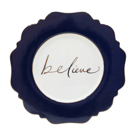 Navy ‘Believe’ Side Plate - Pinkhill - LyndalT - teacup - Darwin boutique - Australian fashion design - Darwin Fashion - Australian Fashion Designer - Australian Fashion Designer Brands - Australian Fashion Design Tea Cups
